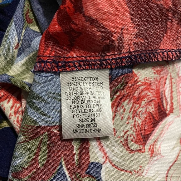 Umgee Blue Red Rose Floral Print Layered Sleeve Mini Dress - Picture 6 of 7